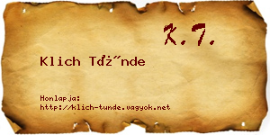 Klich Tünde névjegykártya
